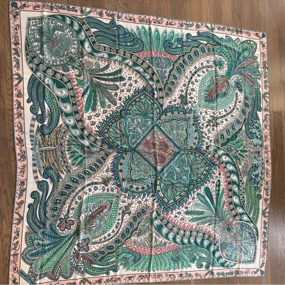 Hermes Green and Pink Scarf in original box